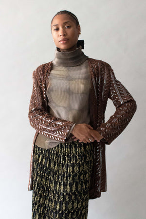 Giorgio Armani Brown Sequin and Beaded Jacket
