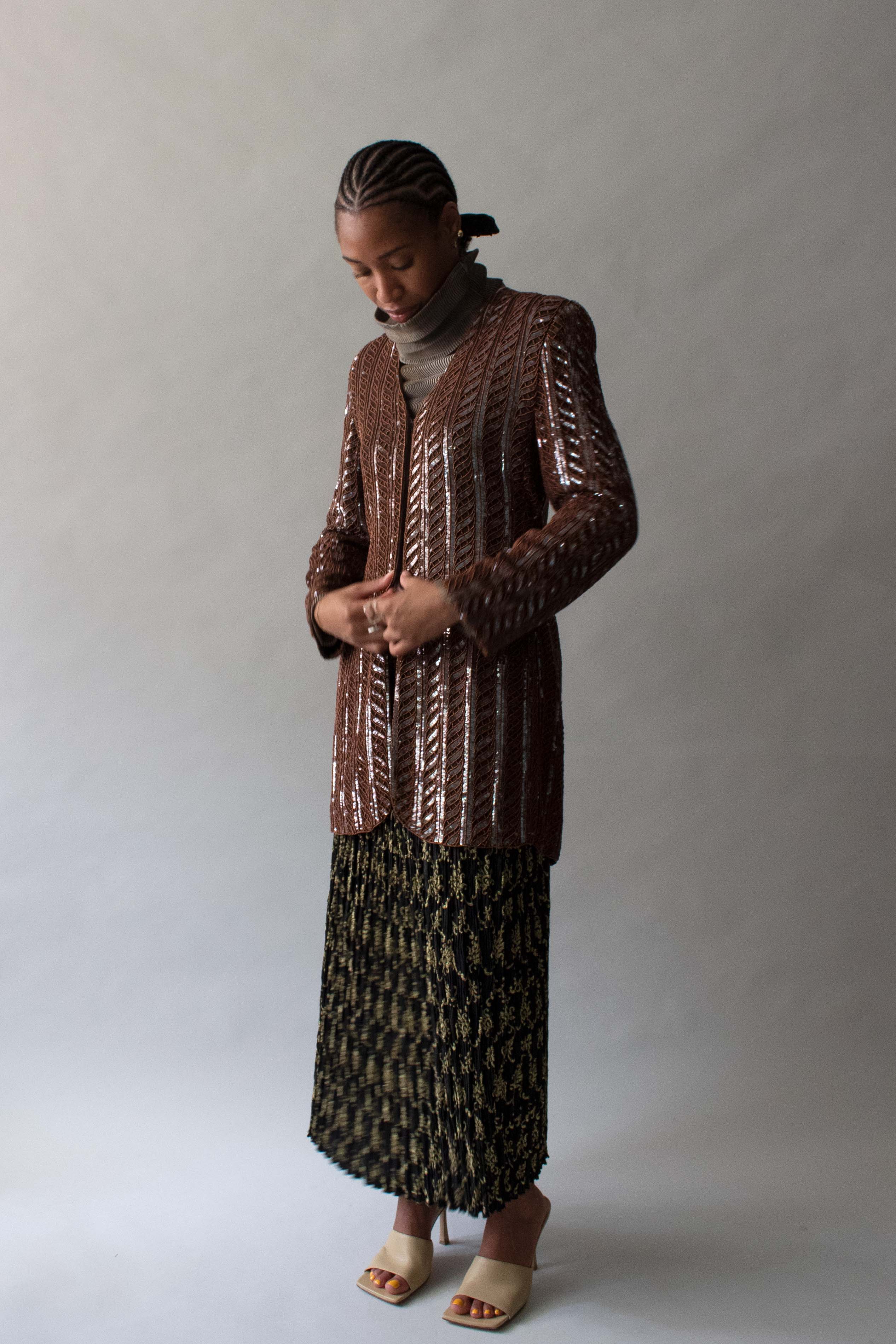 Giorgio Armani Brown Sequin and Beaded Jacket
