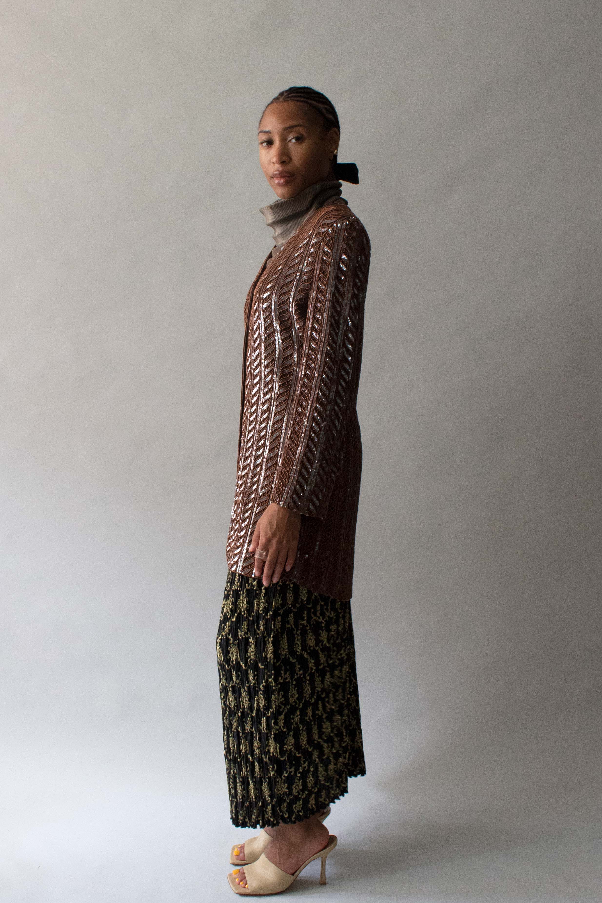 Giorgio Armani Brown Sequin and Beaded Jacket