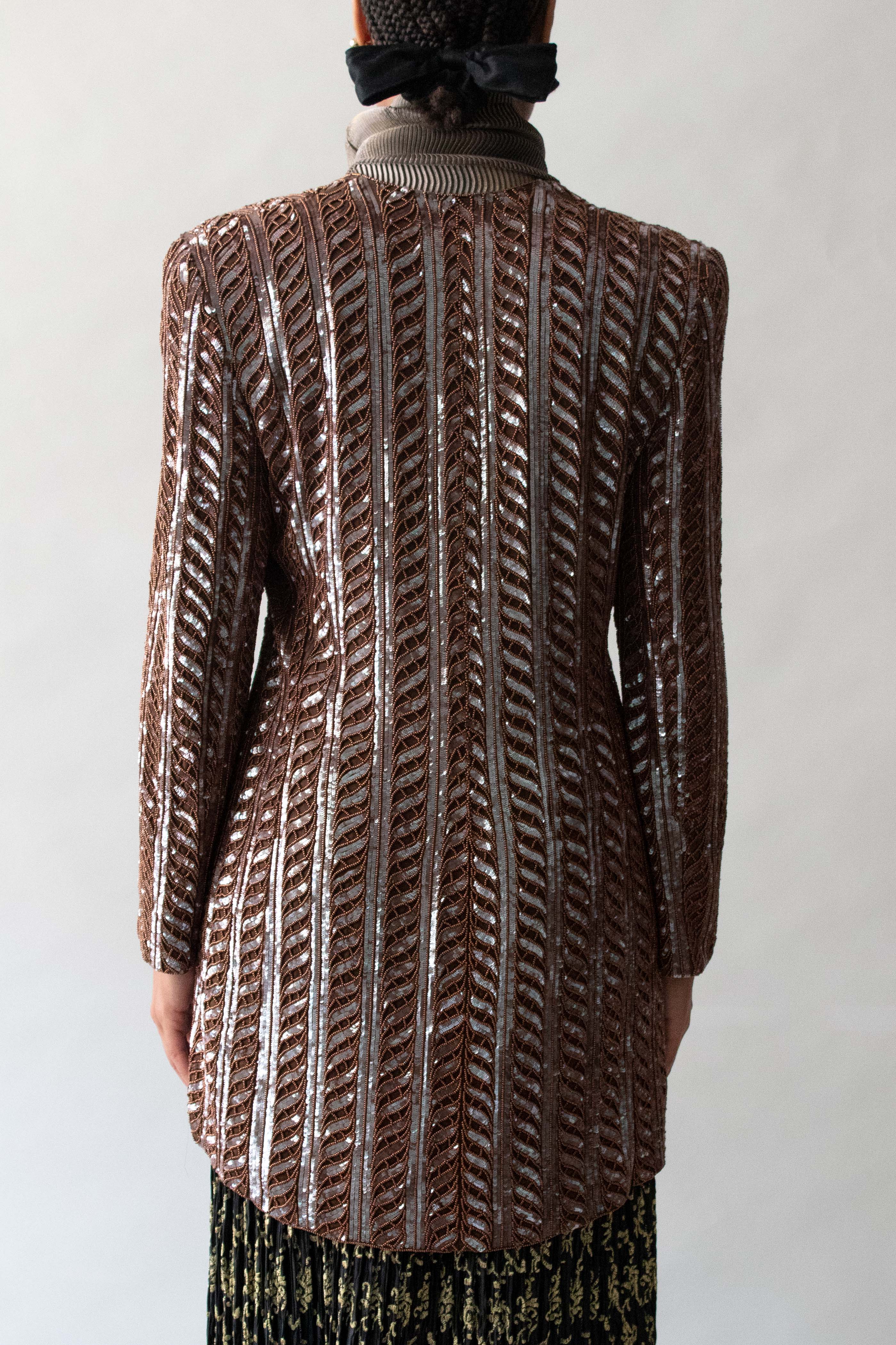 Giorgio Armani Brown Sequin and Beaded Jacket
