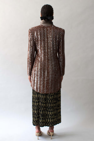 Giorgio Armani Brown Sequin and Beaded Jacket