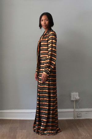 Vintage Striped Silk Lame Maxi Dress