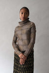 Issey Miyake Brown Polyester High Neck Top