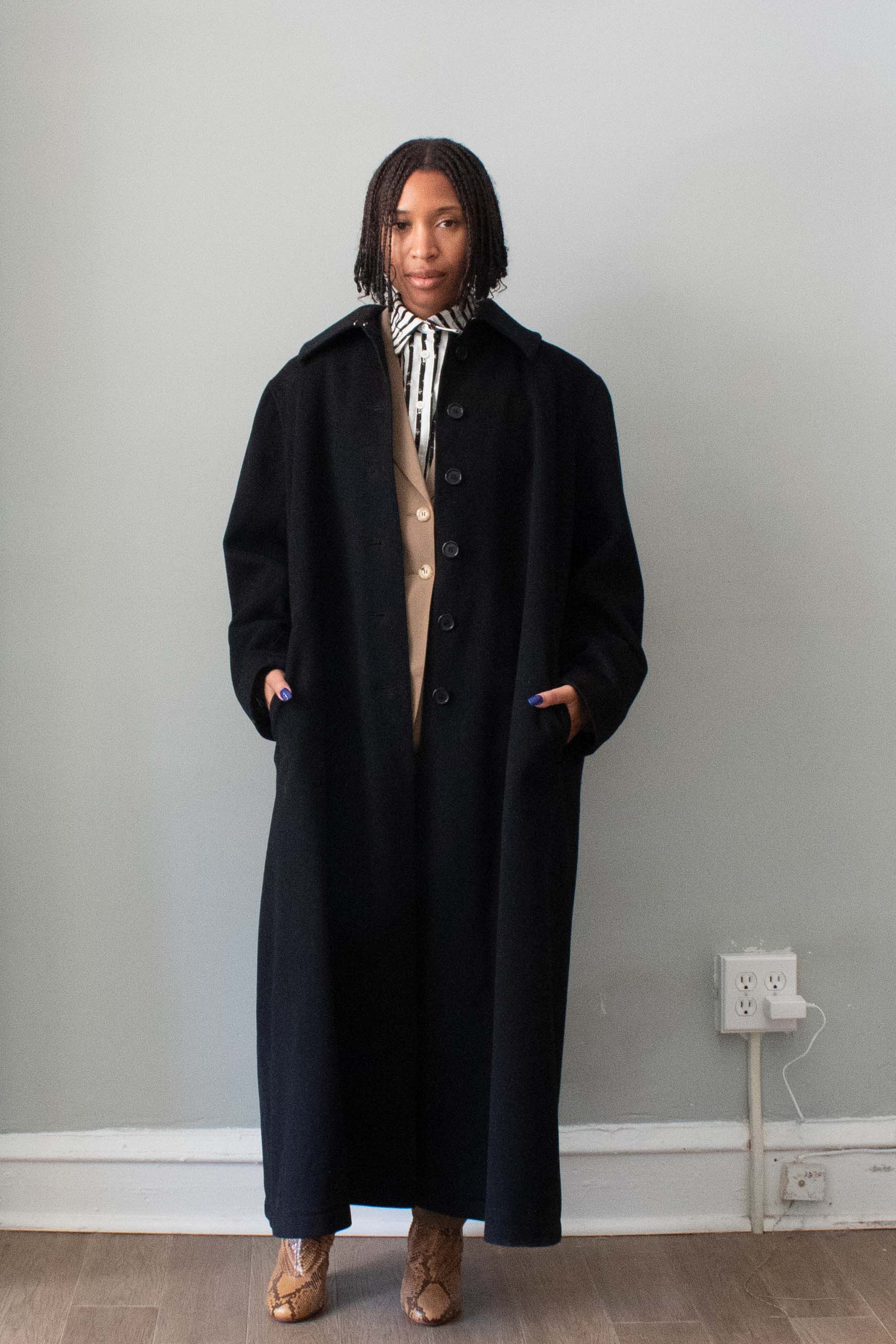 Alaïa Black Wool Trench Coat