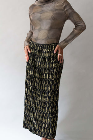 Mary McFadden Black Gold Embroidered Skirt