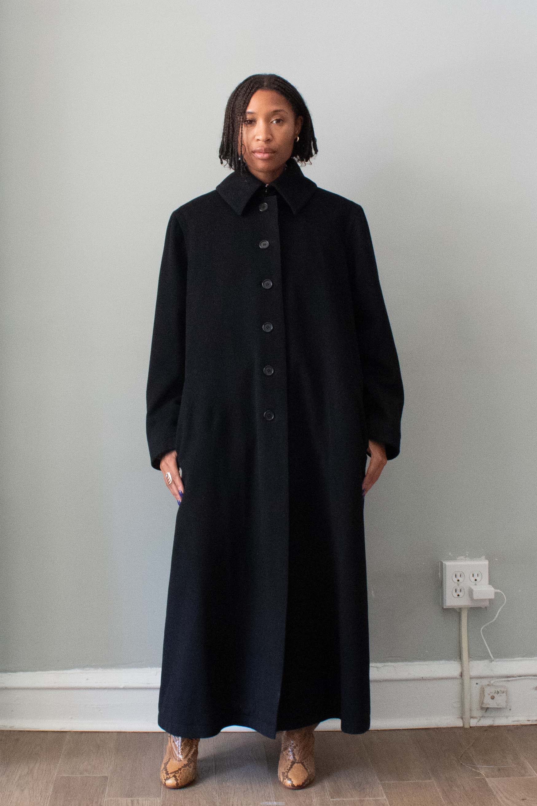 Alaïa Black Wool Trench Coat