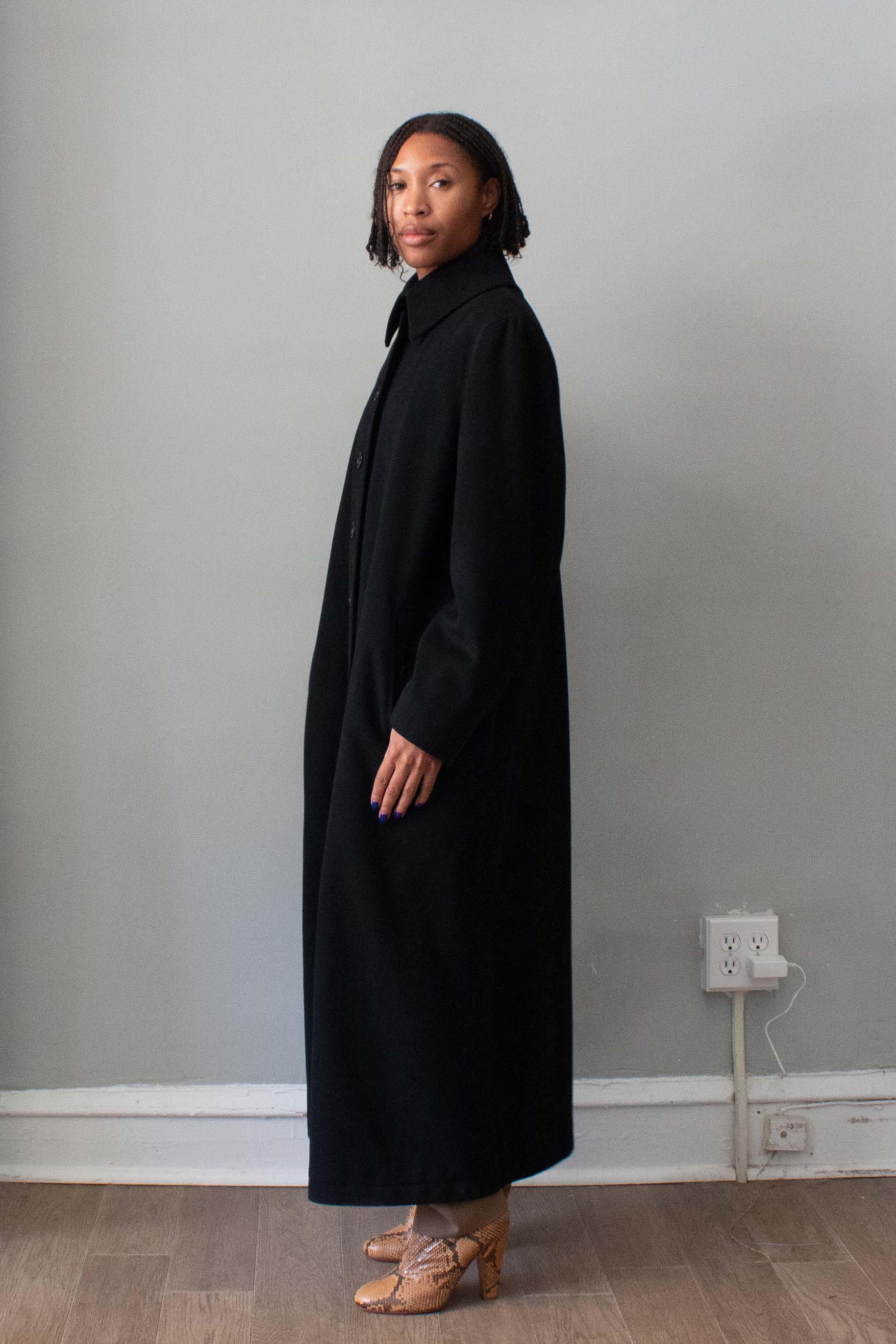 Alaïa Black Wool Trench Coat