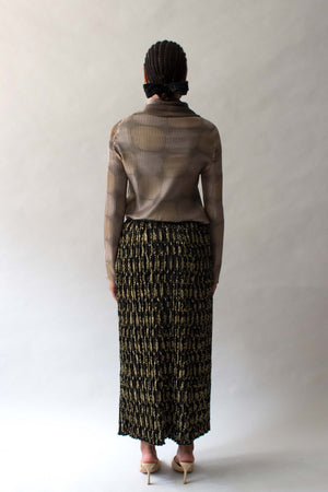 Mary McFadden Black Gold Embroidered Skirt