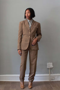 Alaïa Taupe Rayon Pant Suit 1980s