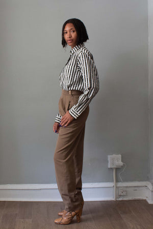 Alaïa Taupe Rayon Pant Suit 1980s