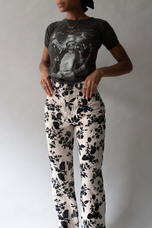 Rodarte Cream Burned Velvet Jeans