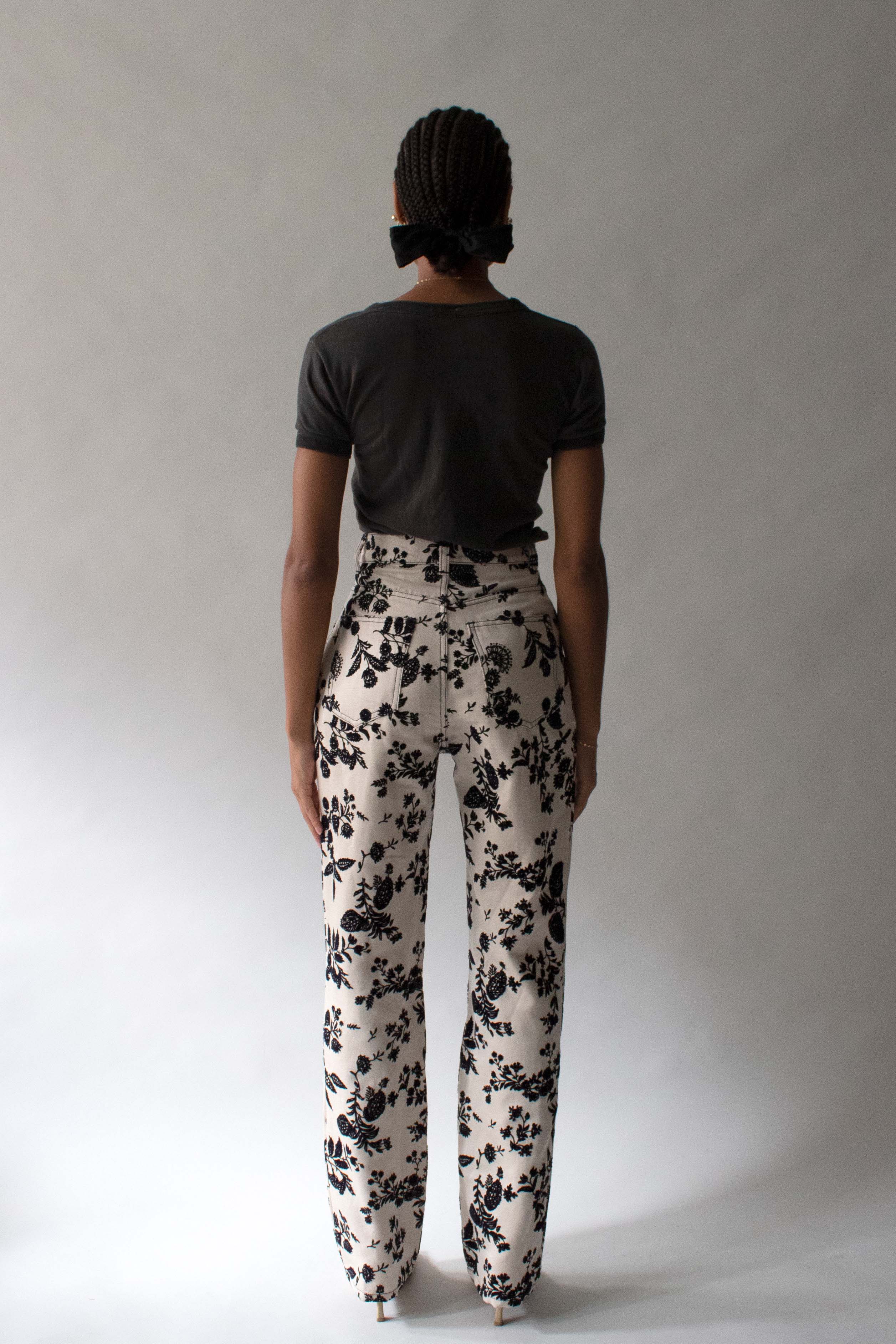 Rodarte Cream Burned Velvet Jeans