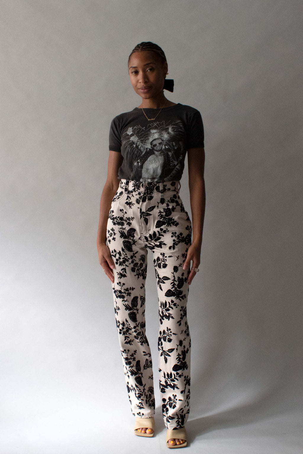 Rodarte Cream Burned Velvet Jeans