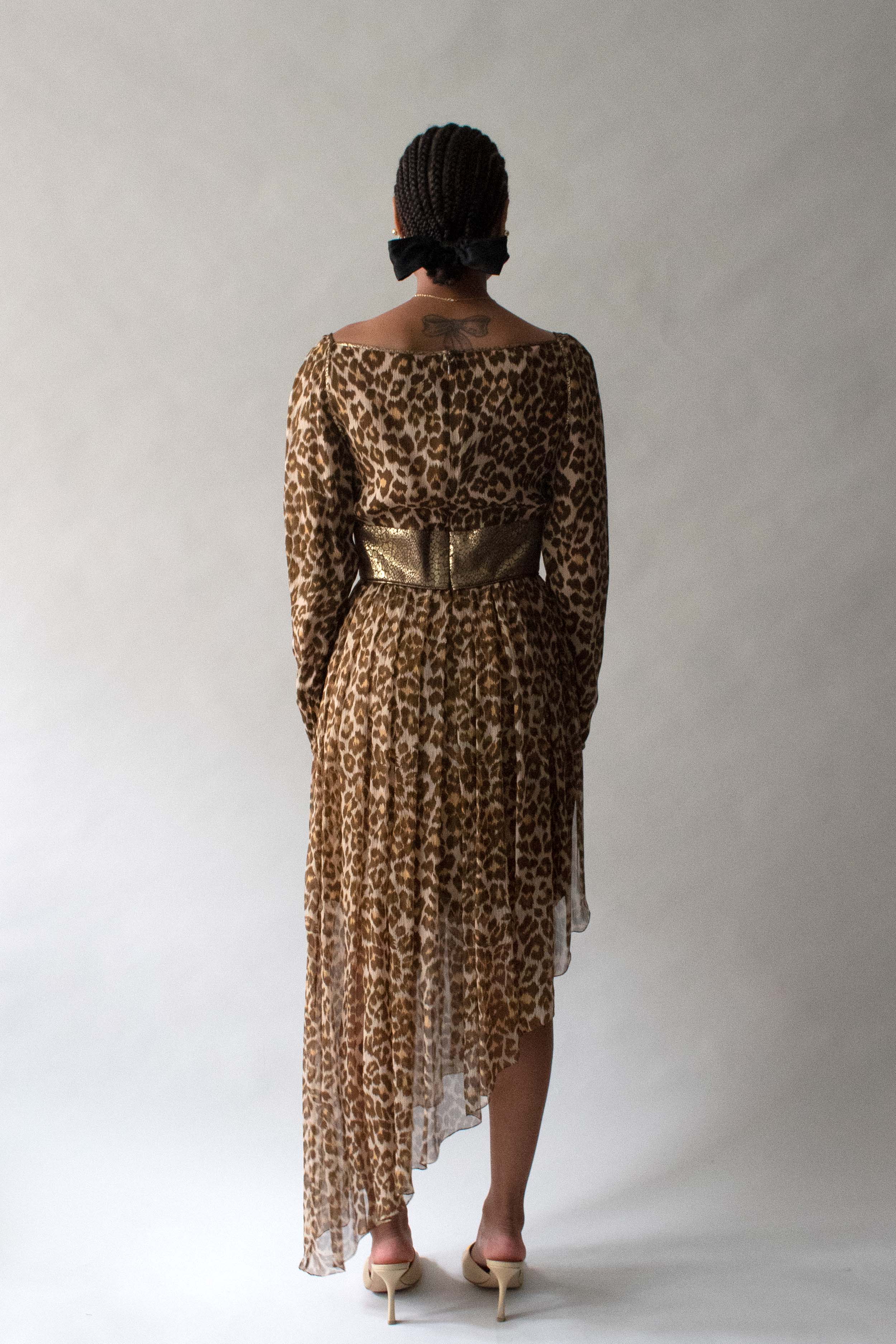 Galanos Animal Print Asymmetric Gown