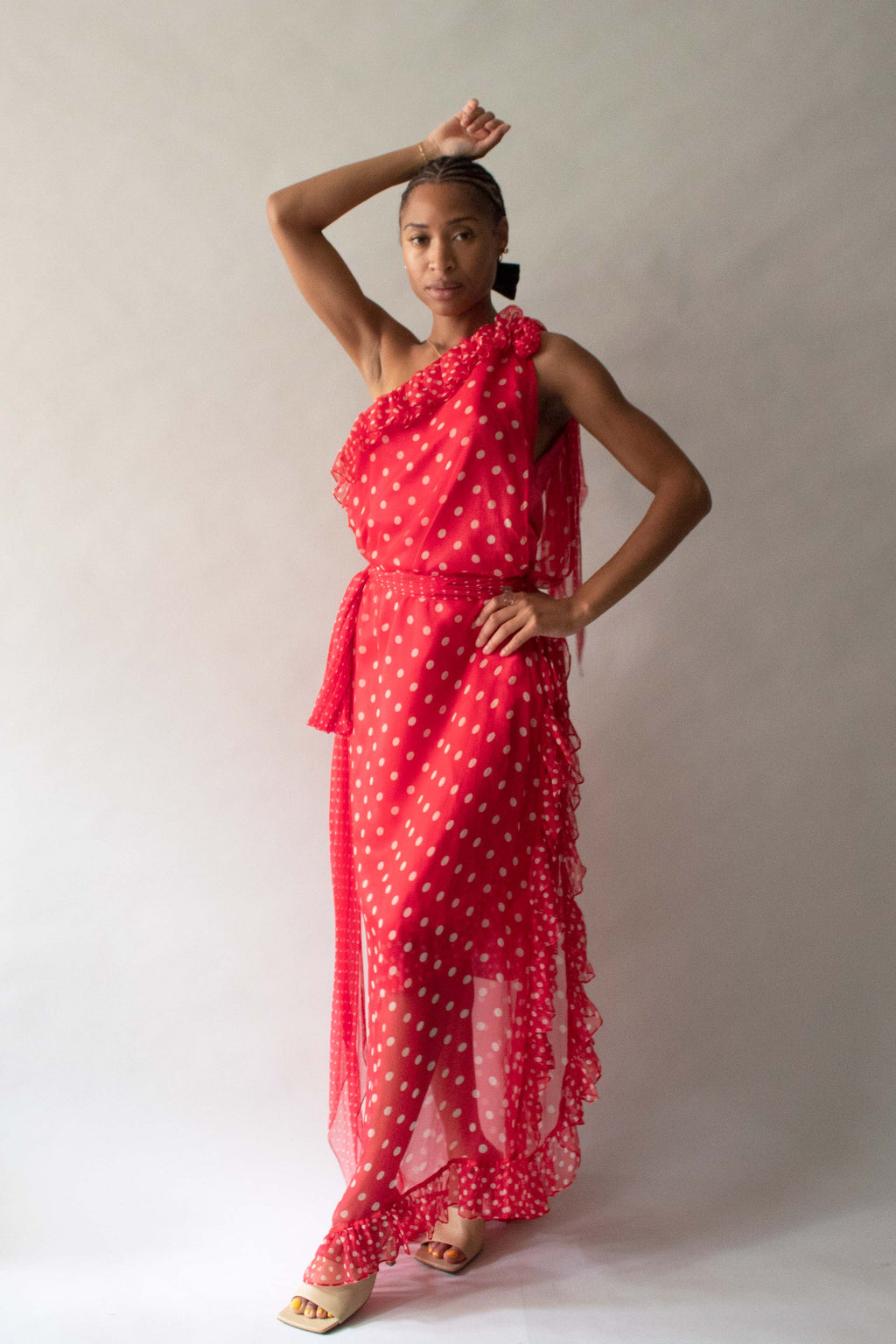 Saint Laurent Red Polka Dot Dress