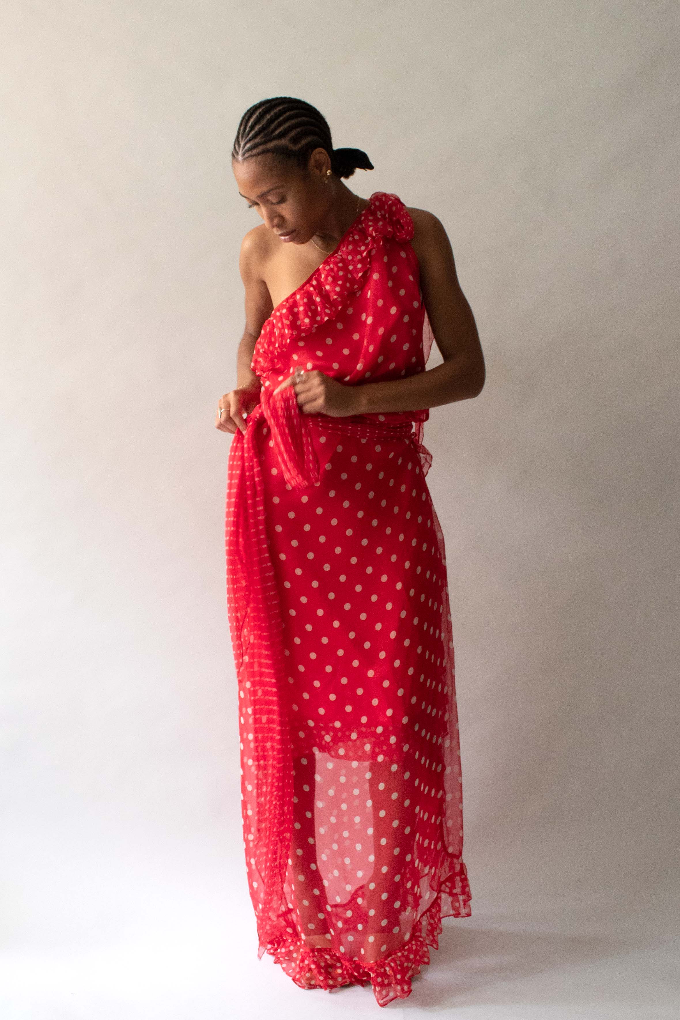 Saint Laurent Red Polka Dot Dress