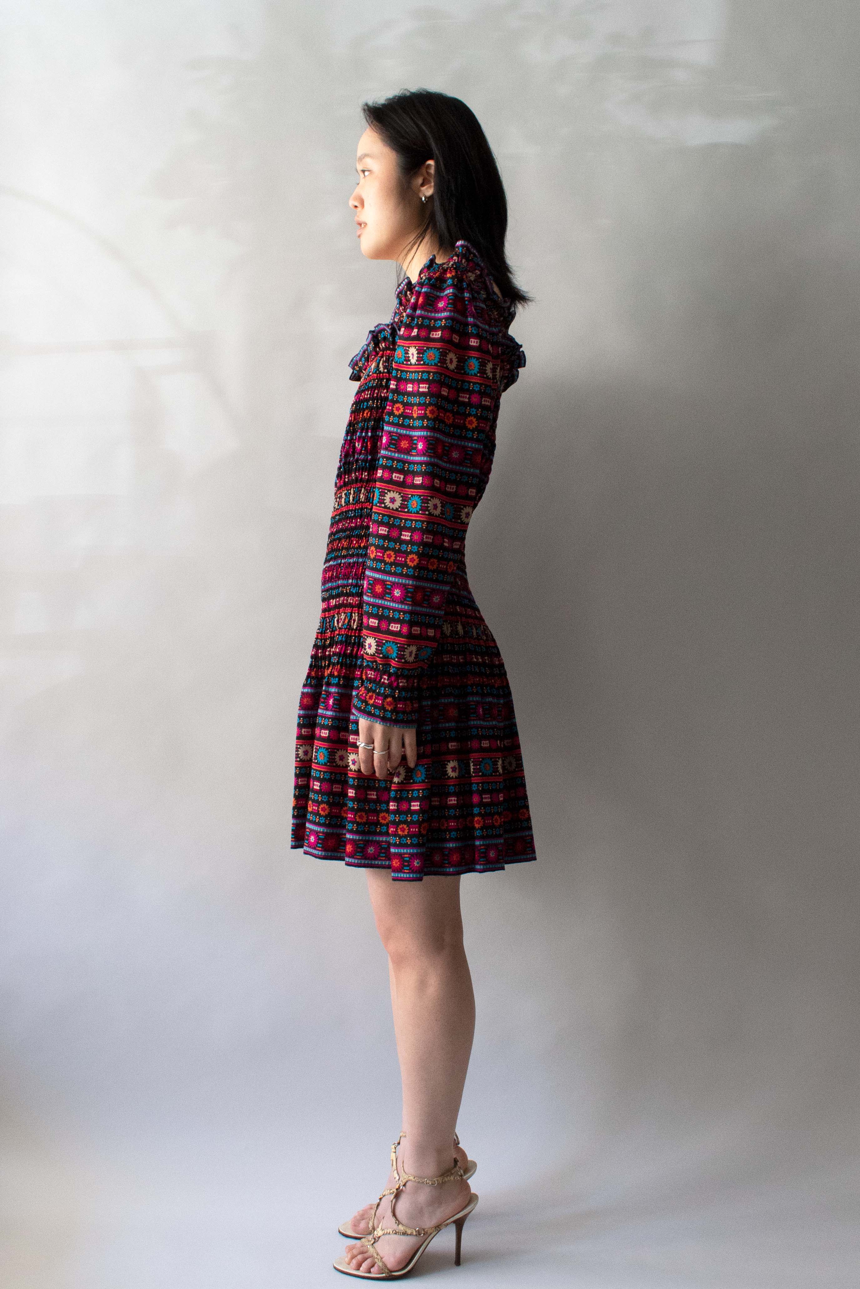 Saint Laurent Multicolor Floral Smocked Cotton Dress Moore Vintage Archive Saint Laurent Multicolor Floral Smocked Cotton Dress Moore Vintage Archive