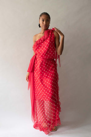 Saint Laurent Red Polka Dot Dress