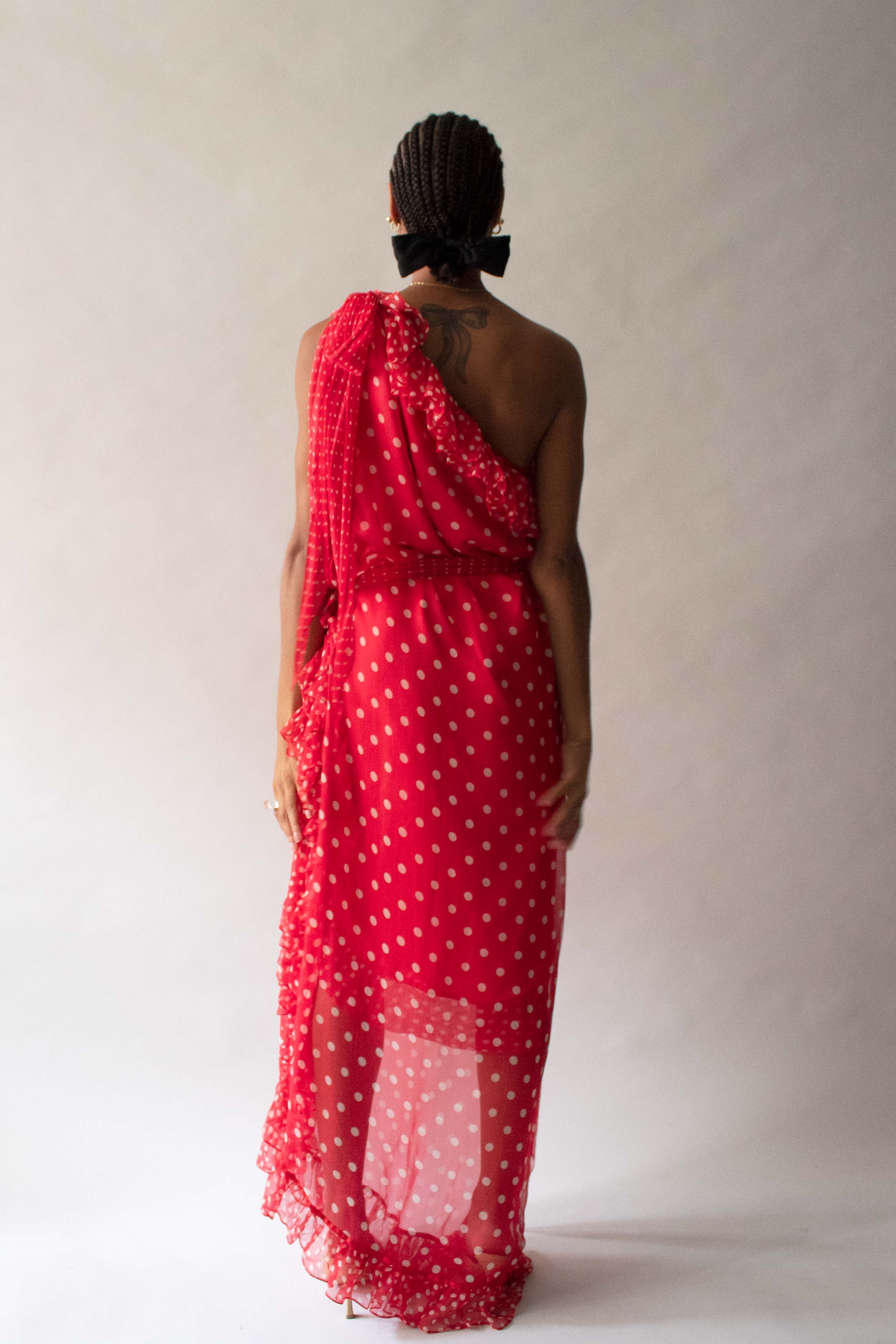 Saint Laurent Red Polka Dot Dress