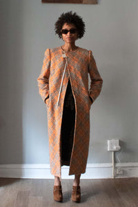 Junya Watanabe Orange Plaid Tweed Trench Coat