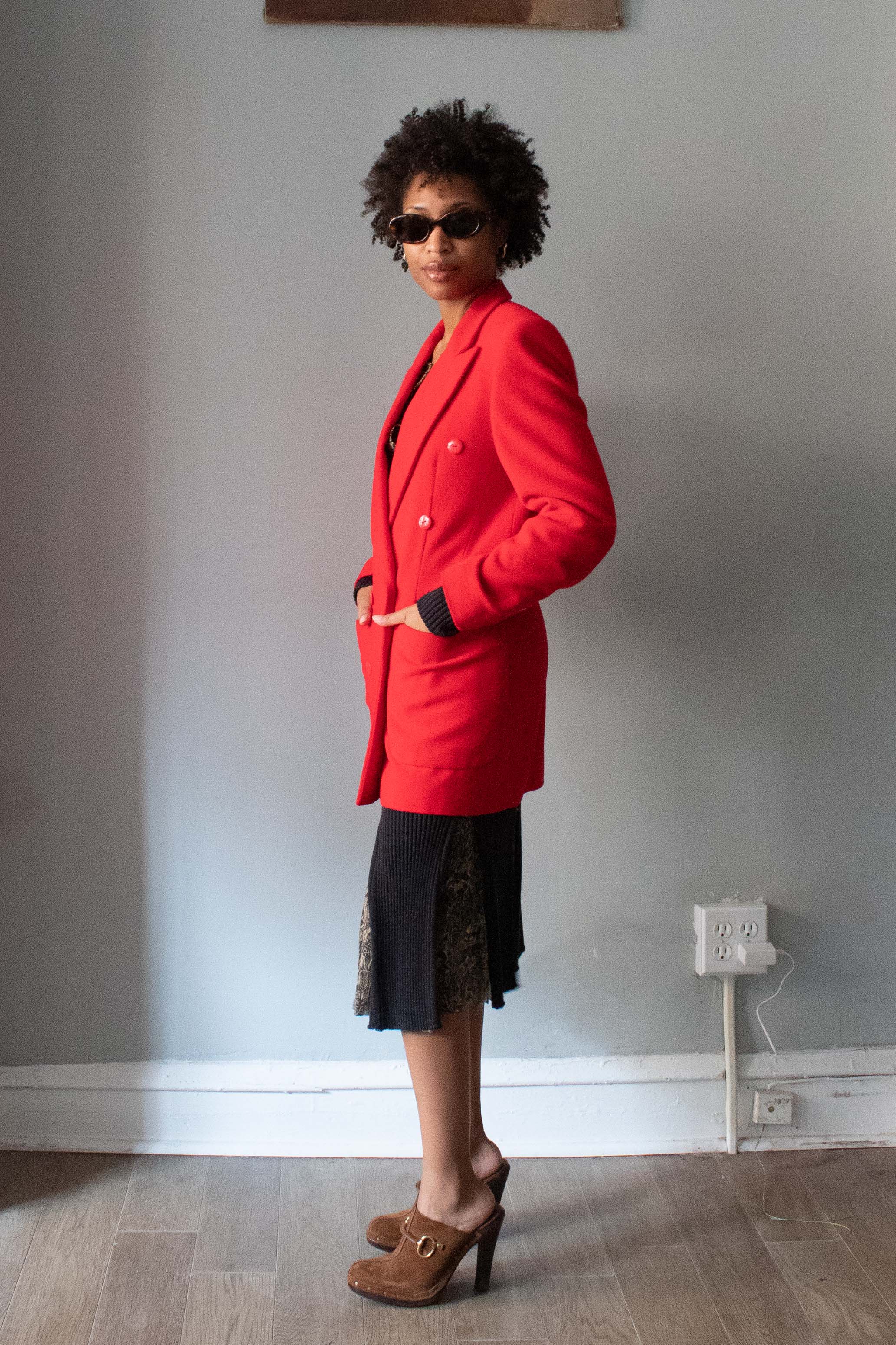 Escada Red Wool Blend Blazer