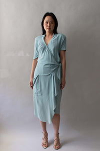 Mugler Ice Blue Rayon Crepe Dress Moore Vintage Archive Mugler Ice Blue Rayon Crepe Dress Moore Vintage Archive
