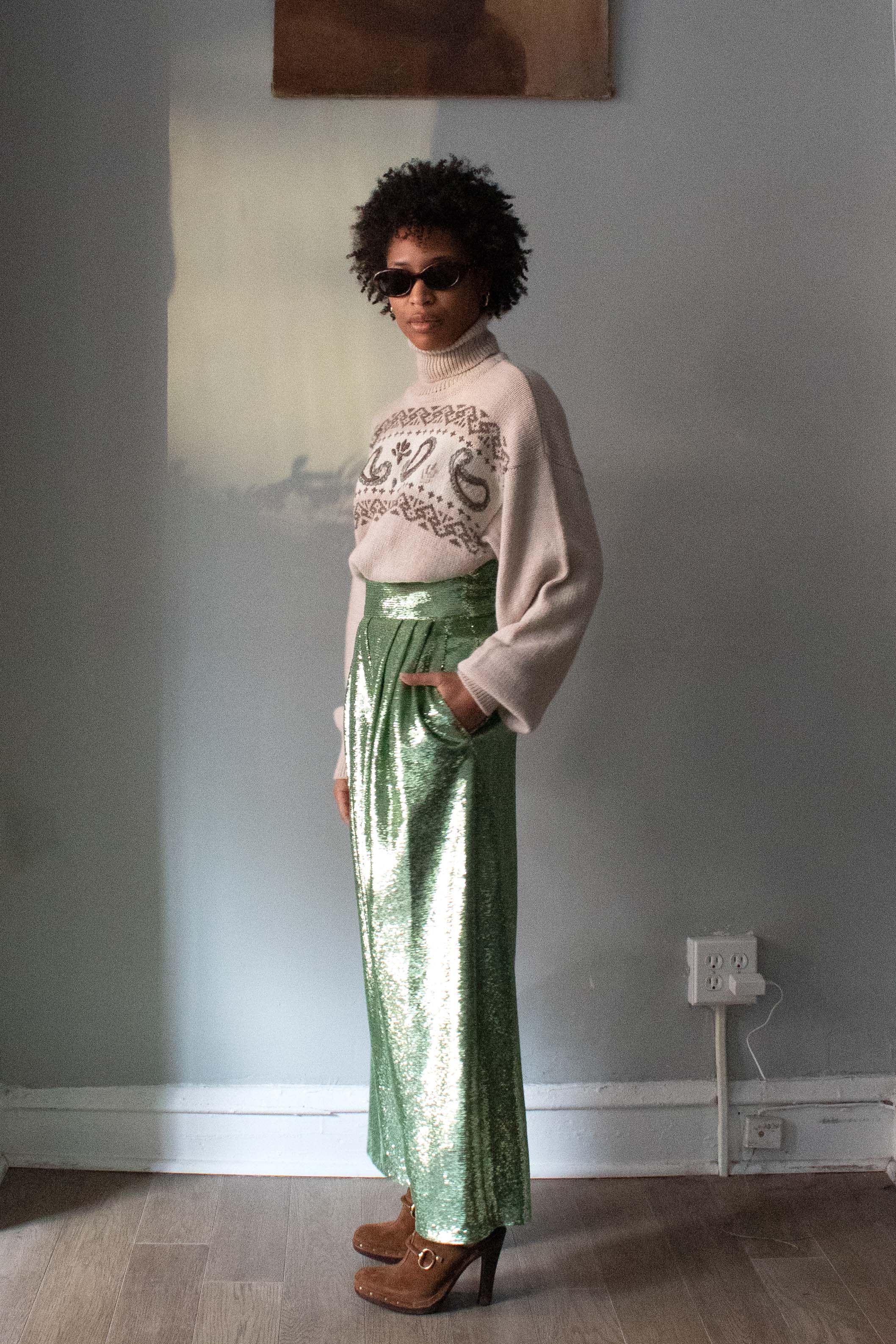 Marc Jacobs Lime Green Sequin Trouser