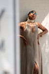 Chanel Spring 1999 Metallic Gold Rayon Halter Gown