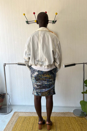 Gianni Versace White Reflective Nylon Bomber Jacket