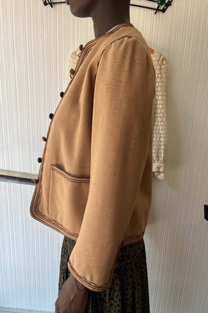 Yves Saint Laurent Couture Beige Wool Russian Collection Jacket
