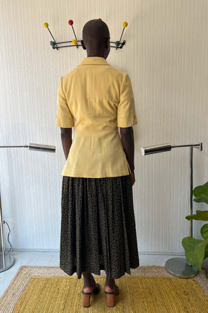 Karl Lagerfeld Yellow Wool Short Sleeve Jacket