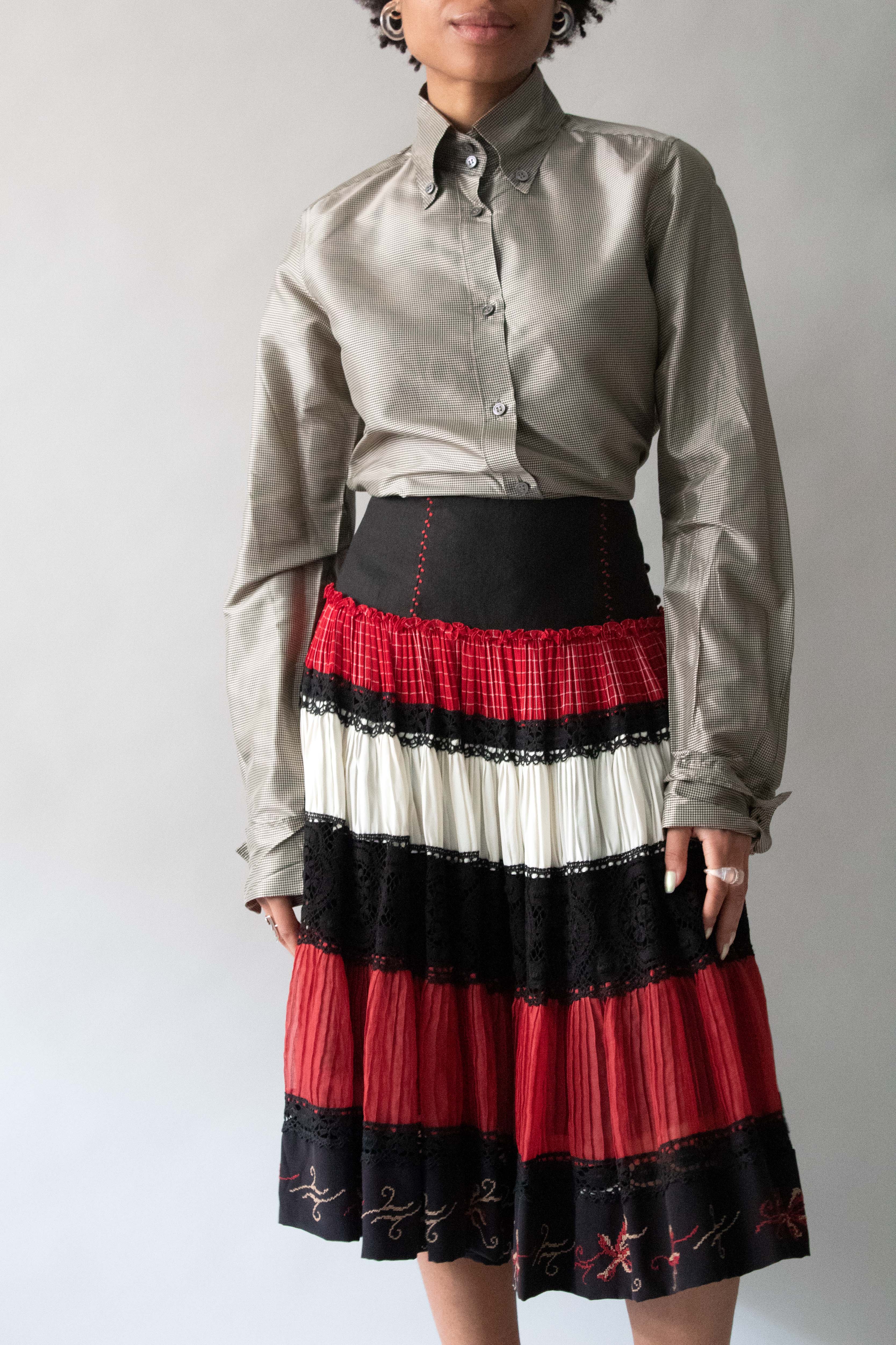 Jean Paul Gaultier Multicolor Tierred Folk Skirt