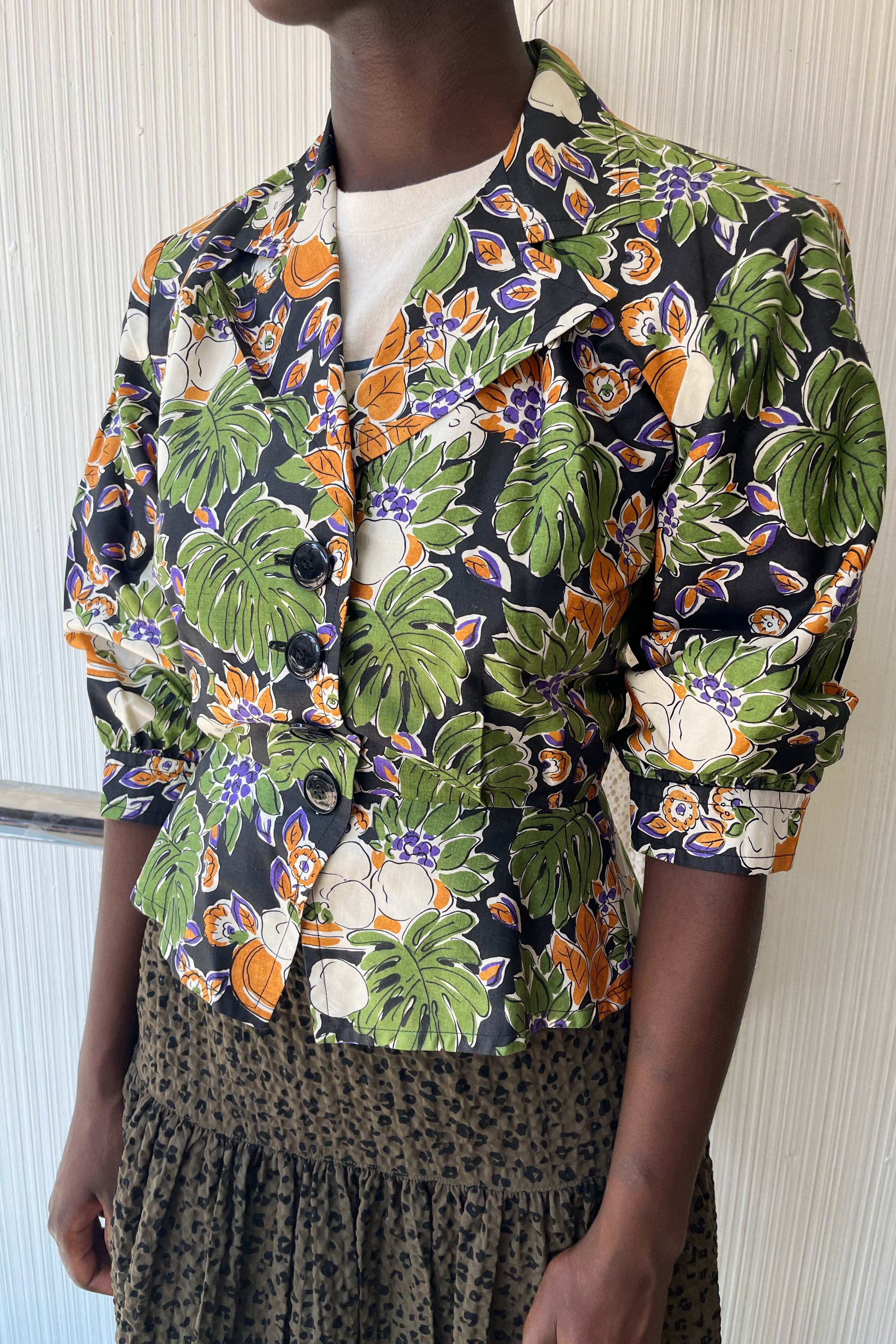 Saint Laurent Floral Print Silk Jacket