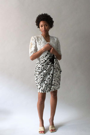 Mary McFadden White Silk Beaded Shawl