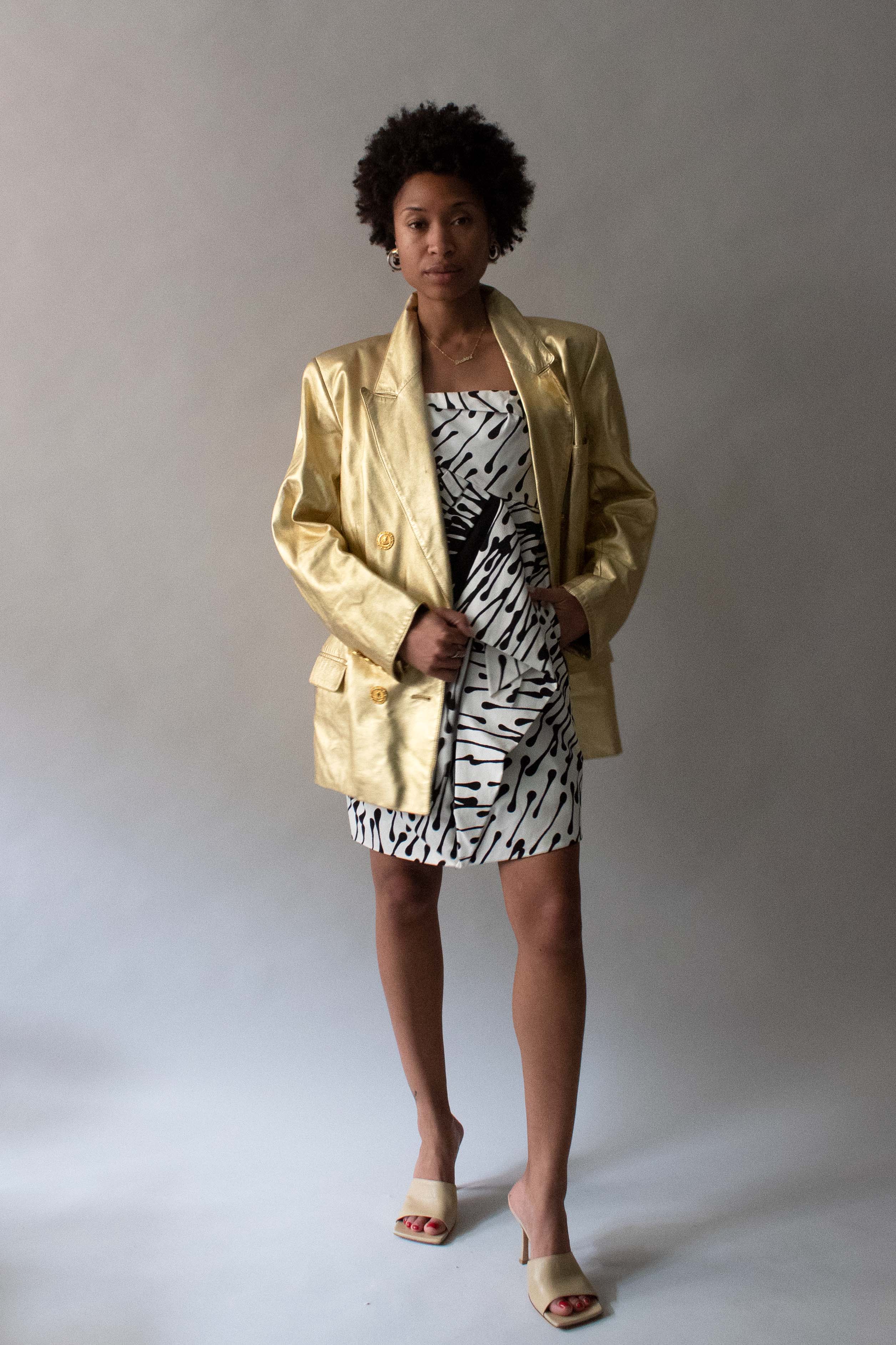 Yves Saint Laurent Gold Leather Blazer
