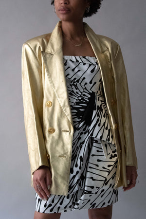 Yves Saint Laurent Gold Leather Blazer