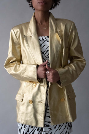 Yves Saint Laurent Gold Leather Blazer