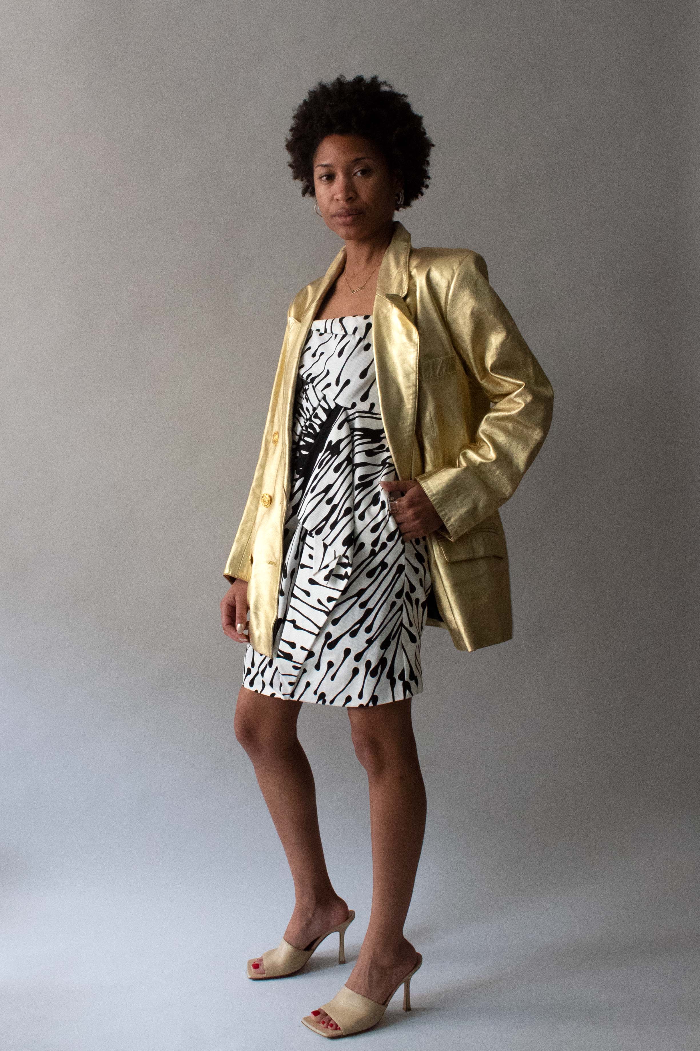 Yves Saint Laurent Gold Leather Blazer