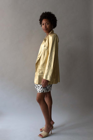 Yves Saint Laurent Gold Leather Blazer