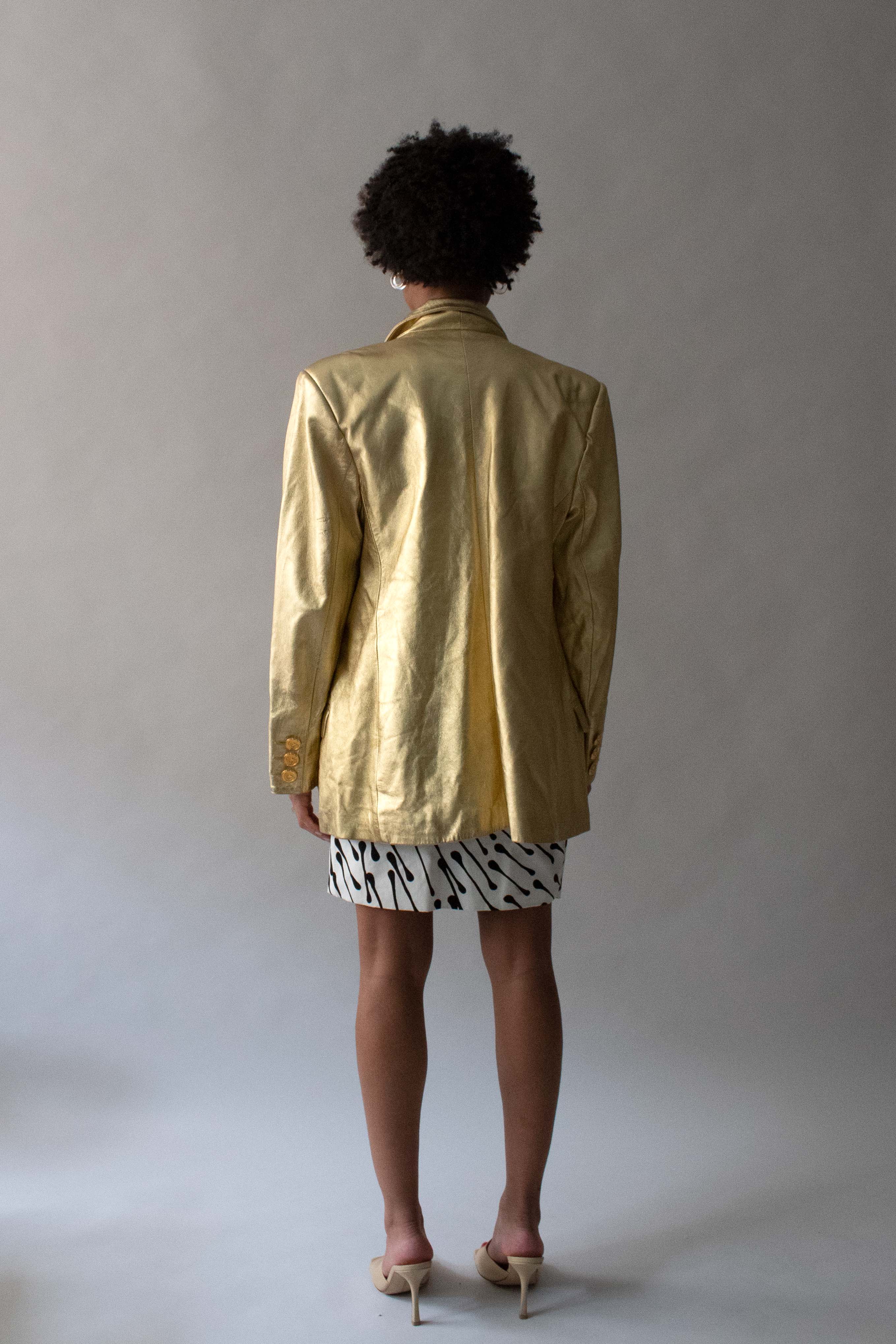 Yves Saint Laurent Gold Leather Blazer