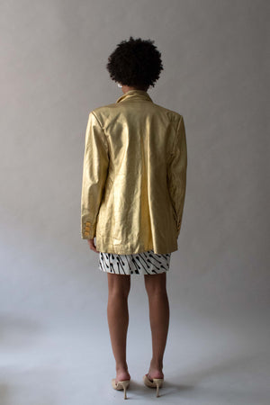 Yves Saint Laurent Gold Leather Blazer