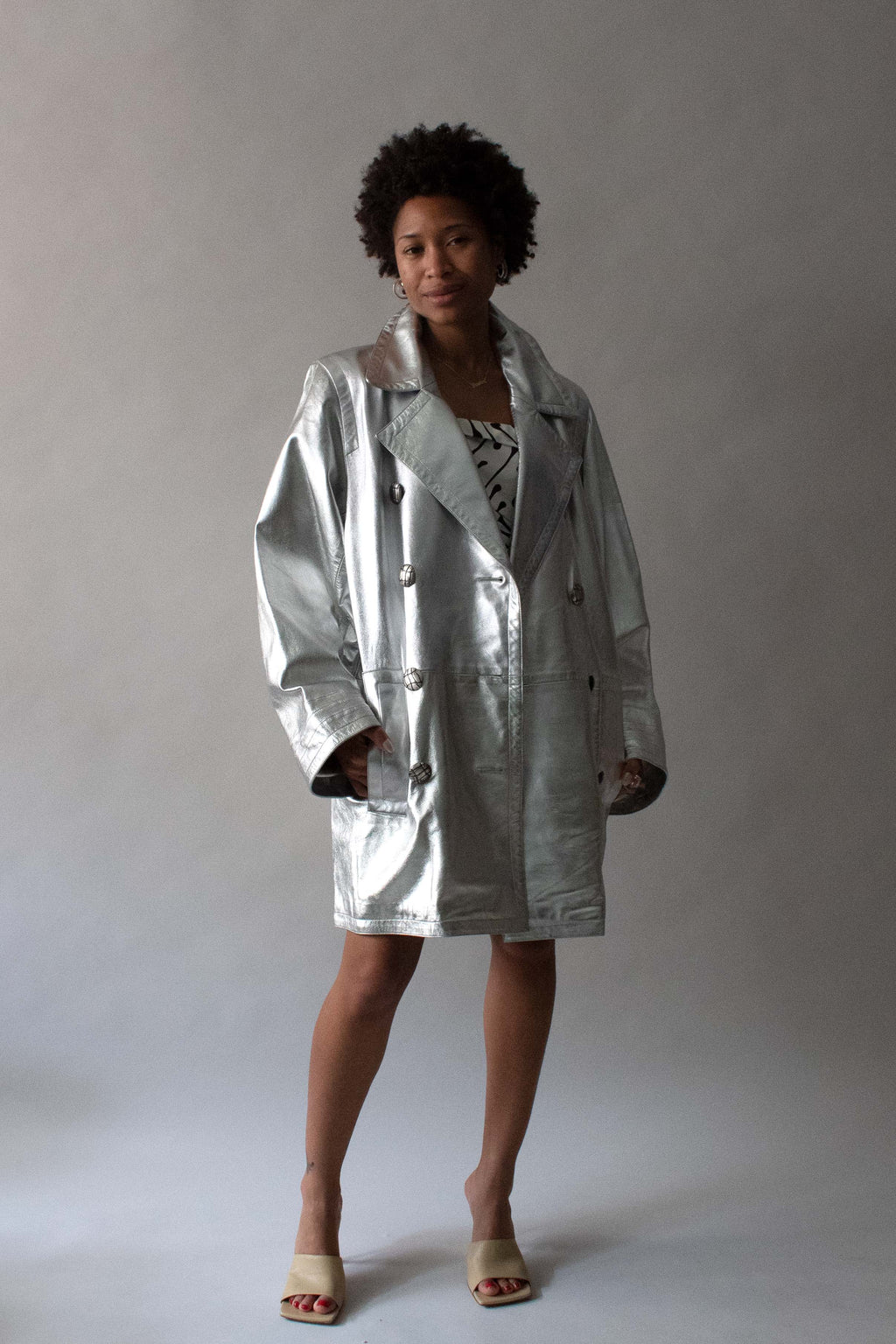 Yves Saint Laurent Silver Leather Jacket
