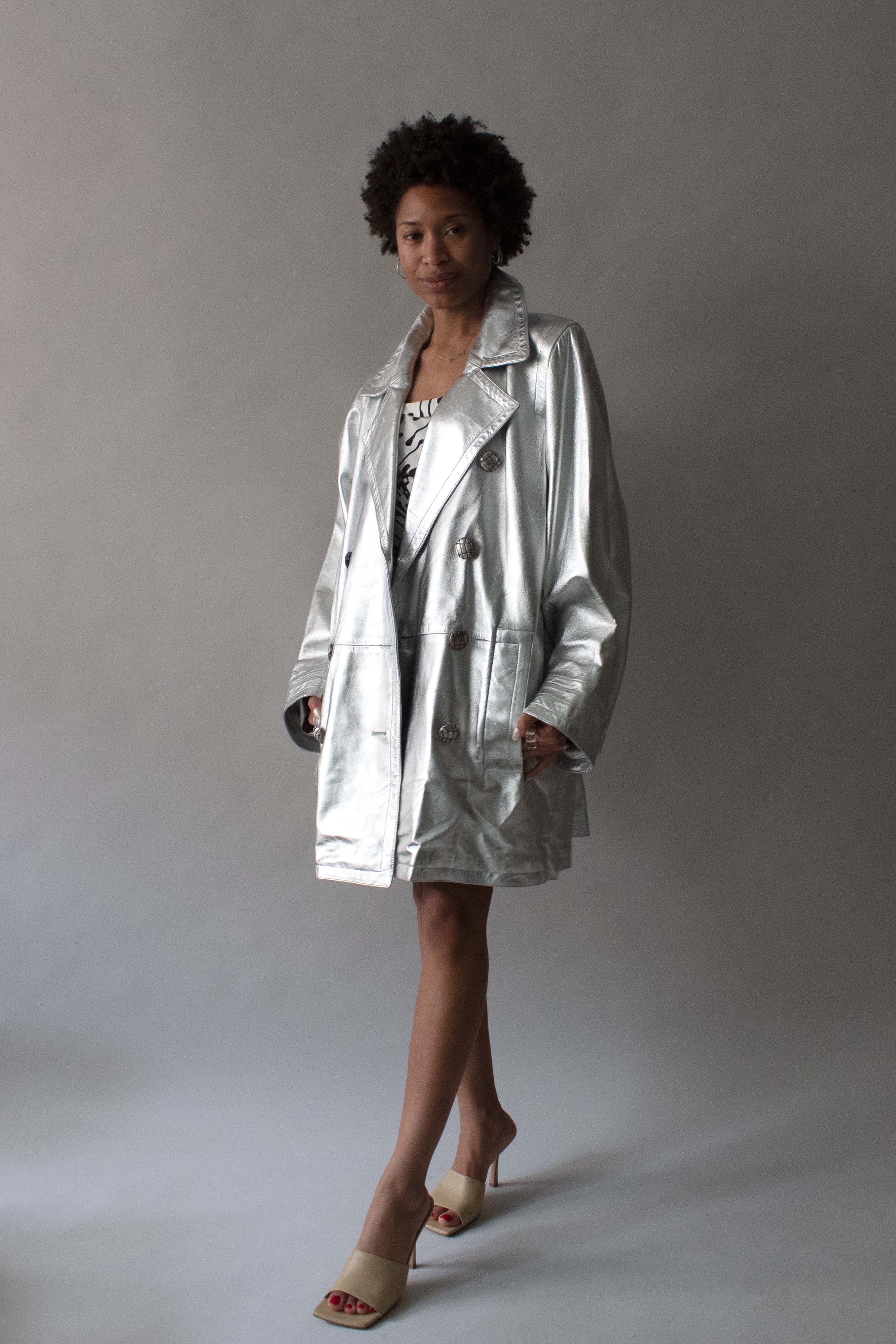 Yves Saint Laurent Silver Leather Jacket
