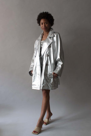Yves Saint Laurent Silver Leather Jacket