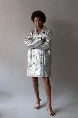Yves Saint Laurent Silver Leather Jacket