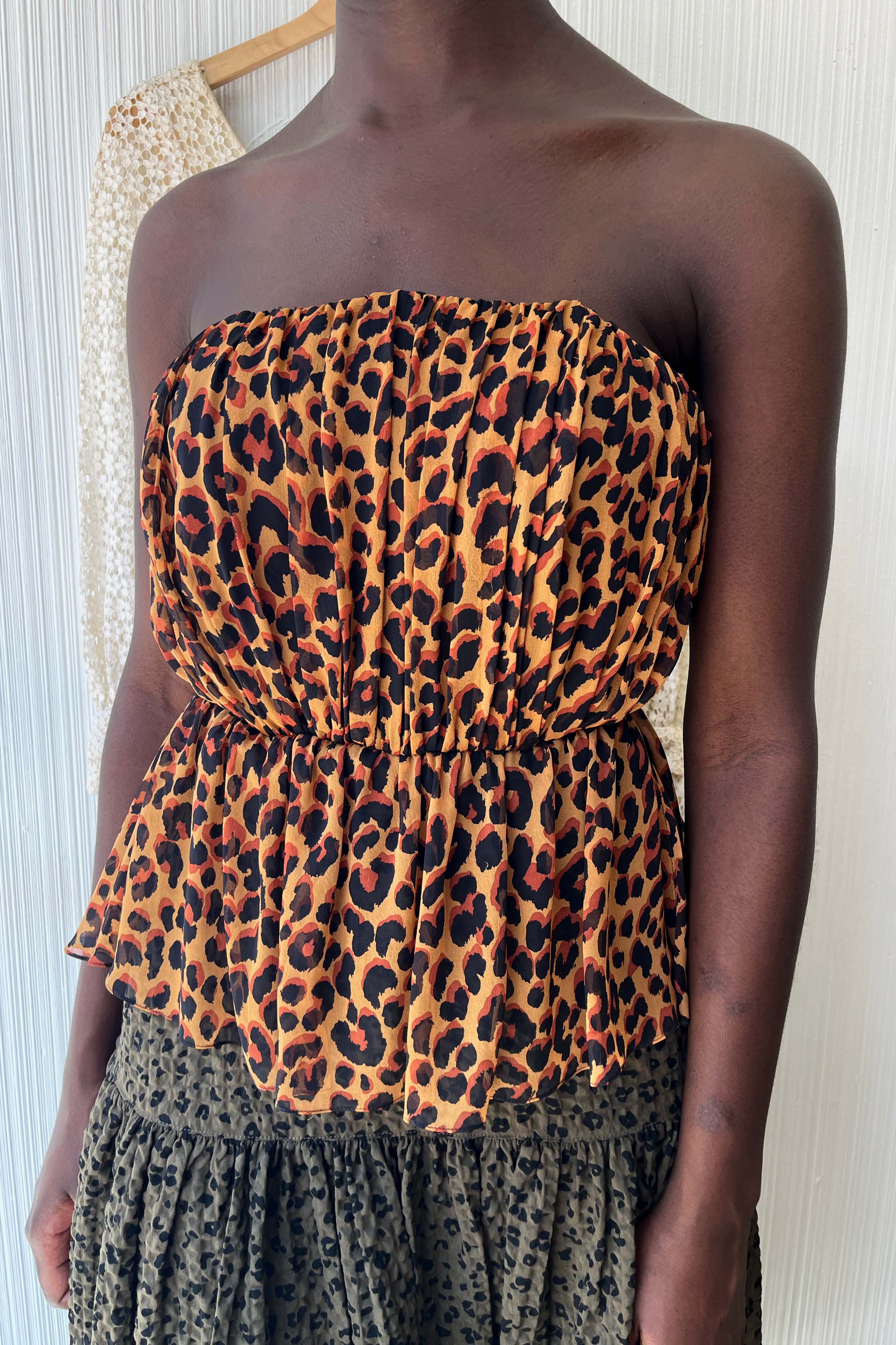 Yves Saint Laurent Leopard Print Silk Bustier