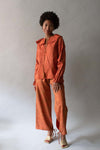 Saint Laurent Orange Silk Printed Pant Set