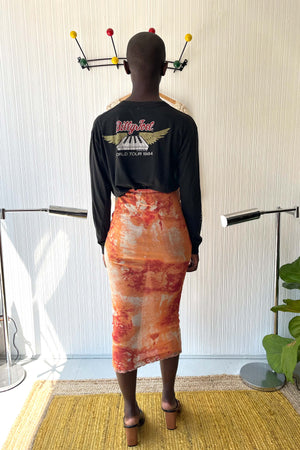 Jean Paul Gaultier Classique Orange Printed Mesh Pencil Skirt
