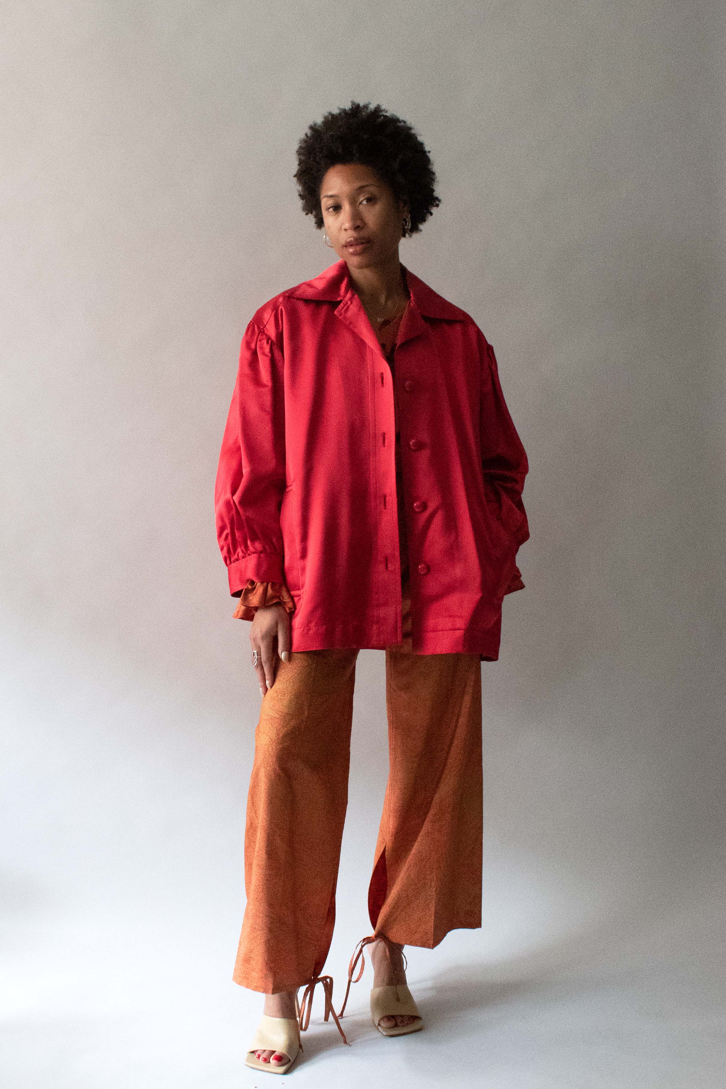 Saint Laurent Red Satin Bomber