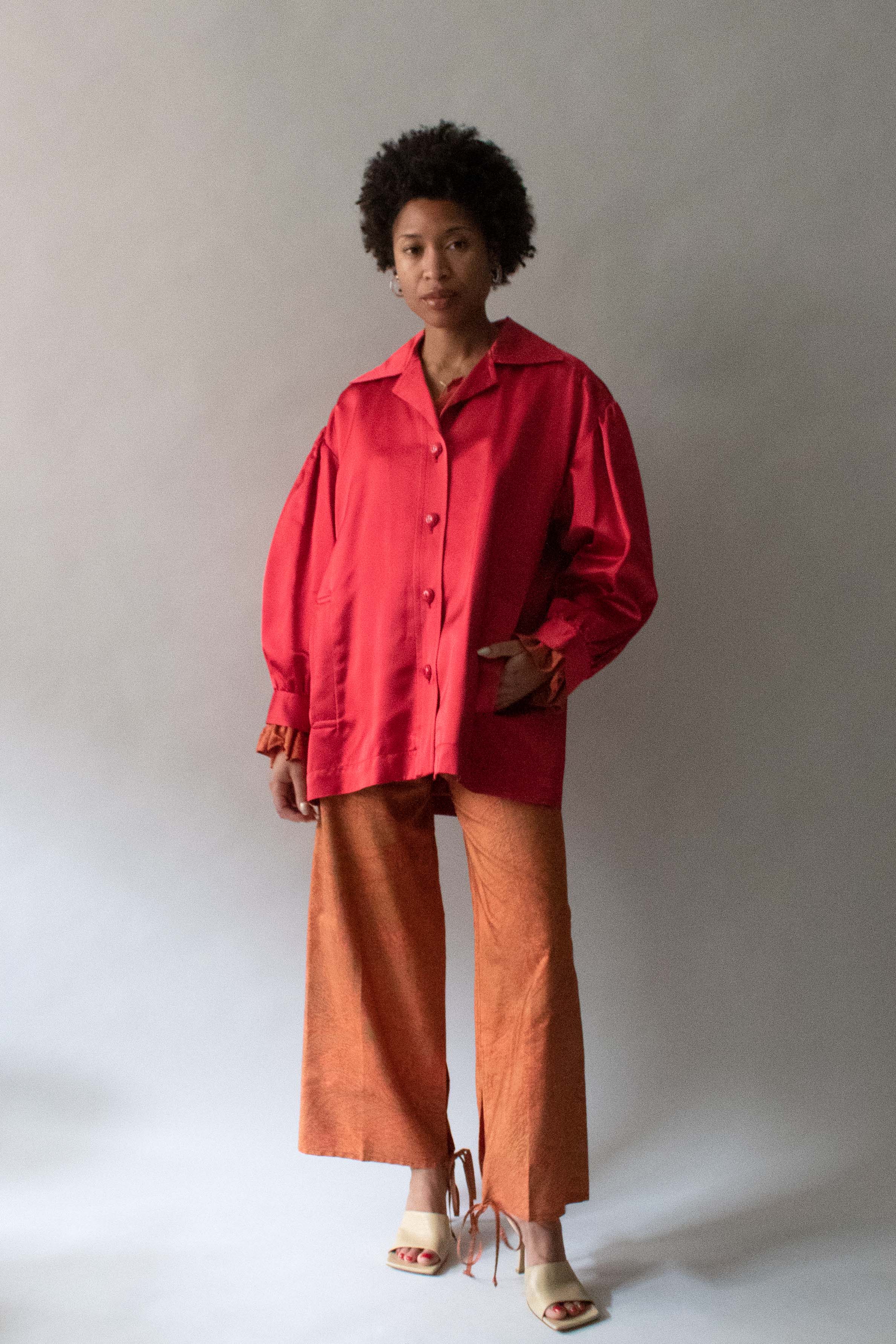 Saint Laurent Red Satin Bomber